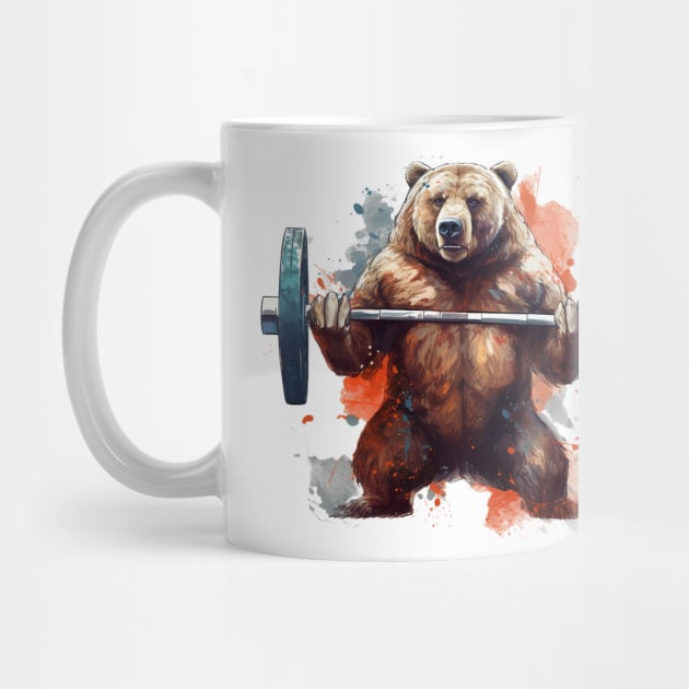 bear lifting weight by weirdesigns